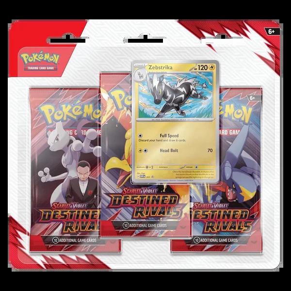 Pokémon Scarlet & Violet Destined Rivals: Zebstrika 3-Pack Blister ürün görseli