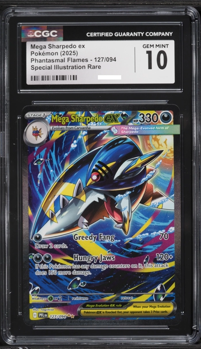 2025 Pokemon Mega Phantasmal Flames SIR Mega Sharpedo ex #127 CGC 10 GEM MINT