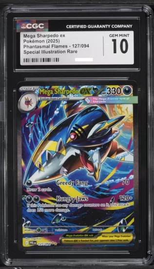 2025 Pokemon Mega Phantasmal Flames SIR Mega Sharpedo ex #127 CGC 10 GEM MINT 