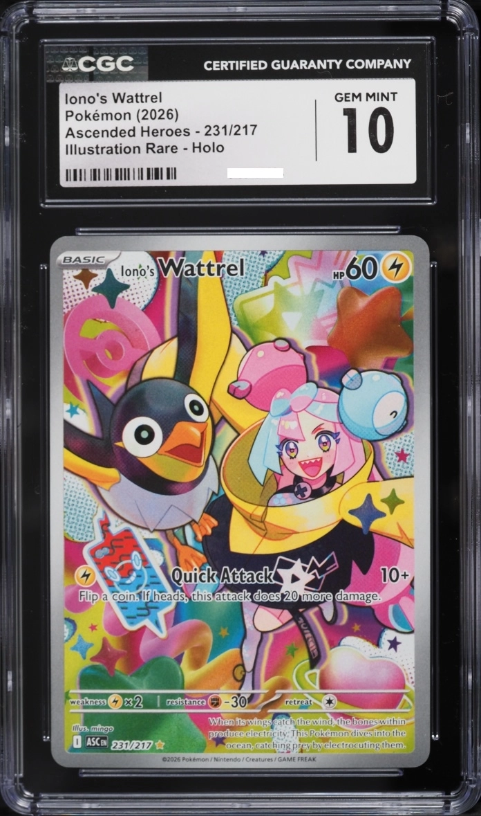 2026 Pokemon Mega Evolution Ascended Heroes IR Iono’s Wattrel #231 CGC 10 GEM MINT